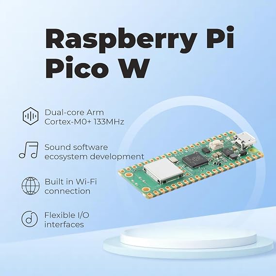 Pi Pico W Dual-core Arm Cortex-M0+ 133MHz RPI Pico W Built-in WiFi,Supports 2.4/5 GHZ Wi-Fi 2MB BLE