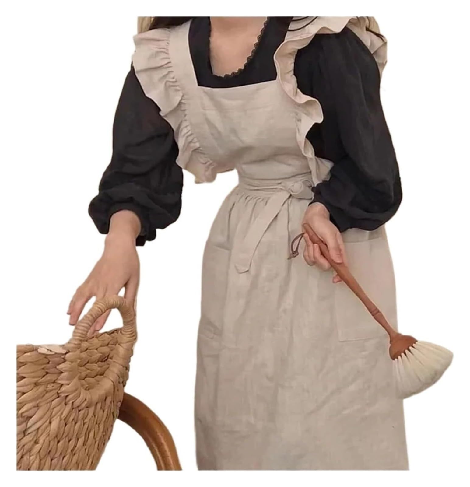 KeuLen Grembiule da cucina, grembiule in cotone da giardinaggio, caffetterie, grembiuli da cucina for donne, cucina, cottura, ristorante, retrò