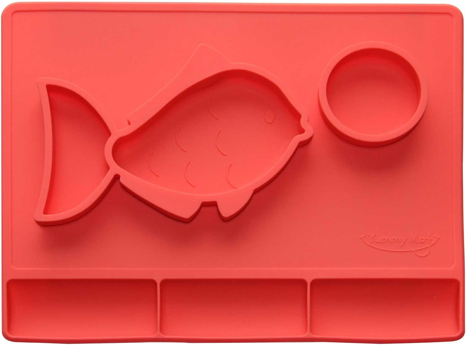 Yummy Mat - Silicone Placemat + Plate + Tray Catch Pocket Food for Baby and Toddlers (Coral)