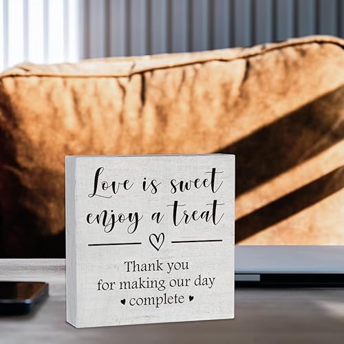 Miniatura 7 de Letrero decorativo de madera con texto en inglés Love is Sweet Enjoy a Treat, mesa de postre para boda, fiesta, postre, decoración del hogar