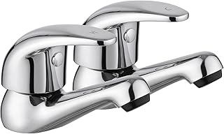 JASSFERRY Chrome Pair of Basin Taps Hot and Cold Water Bathroom Sink Tap Top Lever Handle 1/2\" Faucets, Set of 2