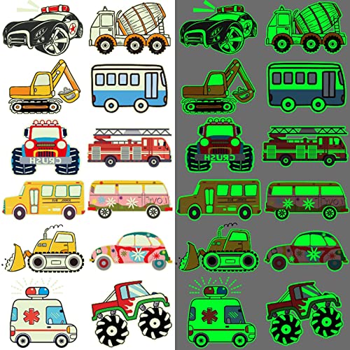 Ooopsiun Luminous Cars And Trucks Tattoos For Boys -12 Sheets Glow In The Dark Cars Trucks Decorations Supplies Favors For Kids Boys #TOP23
