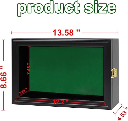 Miniatura 2 de COMSREV 2 Handgun Pistol Revolver Gun Display Case Wall Mount Lockable Black Felt Wood Cabinet w 98% UV Protection Acrylic Clear Door Gun Shadow Box