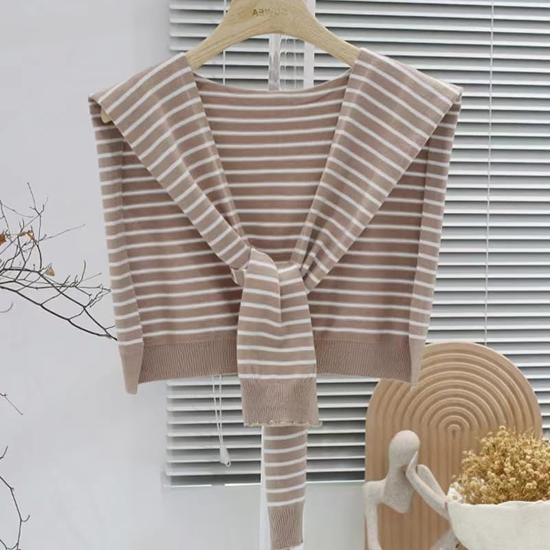 Image of WaJuemy Sweater Shawl Wraps for Women Sweater Knitted Knotted Shawls Travel Casual Scarf Cape Shoulder Tops Fashion Wrap
