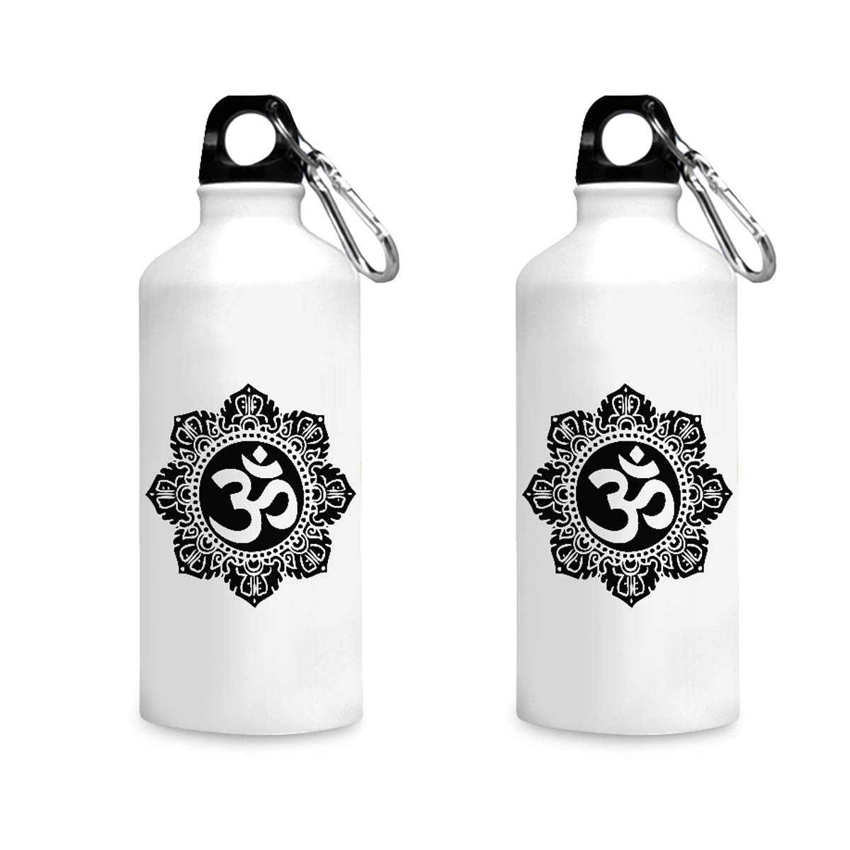 Motivate Box India Aluminum Om Rangoli Printed Sipper Bottles, 750 Ml, White, 2 Piece-image-24