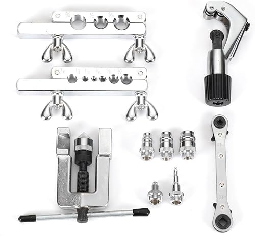 Miniatura 3 de Kit de herramientas de abocinación de línea de freno para kit de herramientas de estamado manual de cobre con llave de trinquete y cortador de tubos