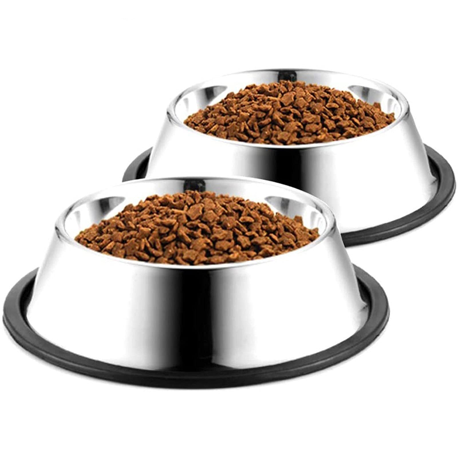 RTHGTFGW Comedero Perro Cuenco de Perros de Acero Inoxidable Espesado Alimentador for Mascotas de Alimentos Ultra duraderos for pequeños Perros medianos Base de Goma Antideslizantes (Size : L)