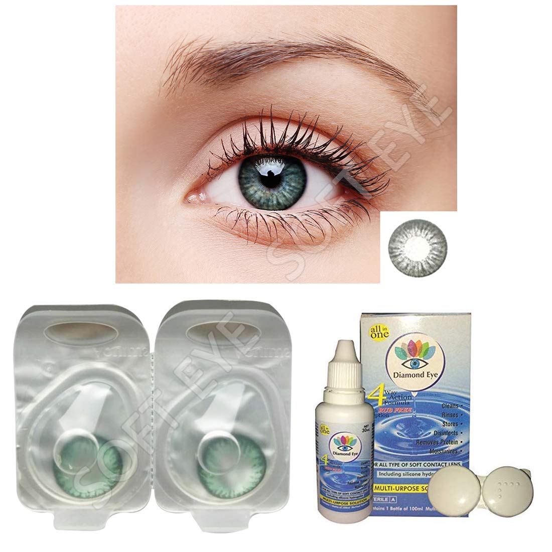 Buy Soft Eye green Monthly Color Contact Lenses Zero Power Online at