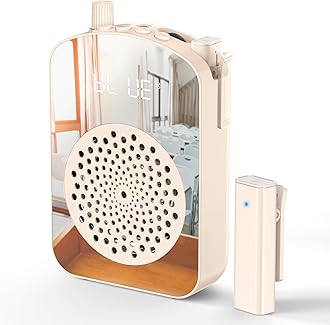 PRUNUS A10 Voice Amplifier Wireless with Lavalier Microphone Charging &Storage,Portable Voice Amplifier with Laple Mic Speaker,Mini Voice Amplifier for Classroom,Speech,Training Outdoor (Beige)