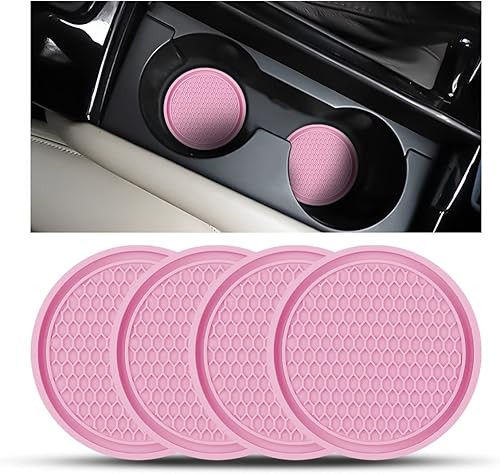 Miniatura 1 de BELOMI Portavasos para automóvil, paquete de 4 posavasos antideslizantes de inserción automática, 2.75 pulgadas, de silicona, impermeable, tapete