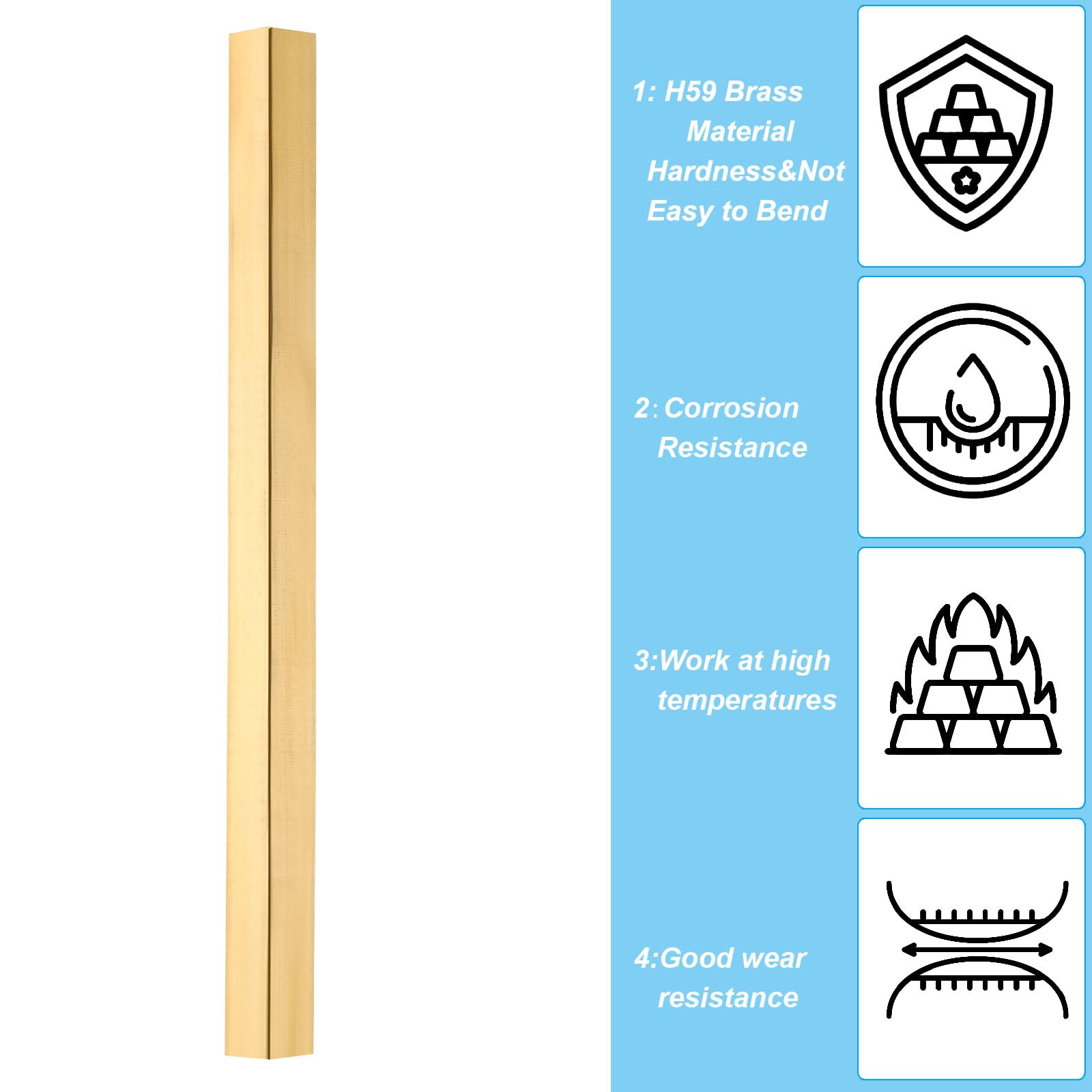 H59 Brass Square Bar - Crafting & Decoration -3