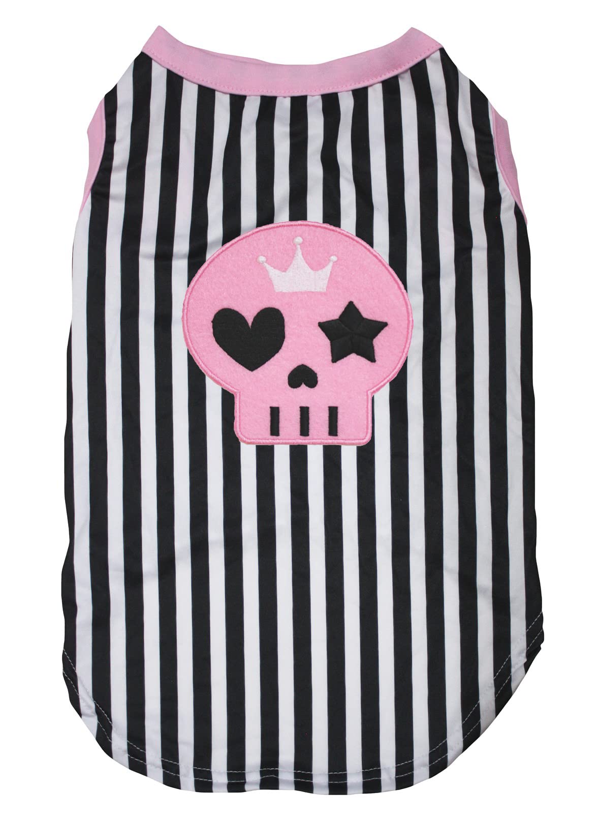 Chemise pour chien tête de mort rose et rayures noires taille M