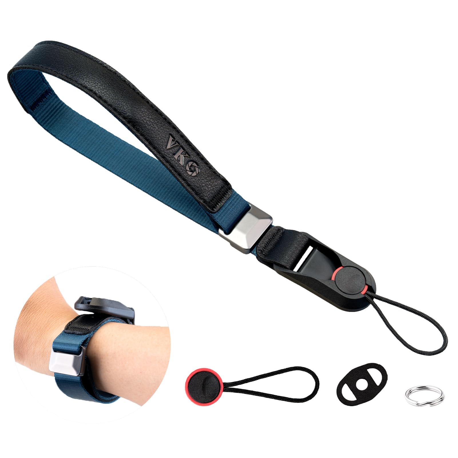 Vko Blue Camera Wrist Strap Adjustable Quick Release Lanyard Tether Wristband For Man Woman Photographers Slr Dslr Digital Mirrorless Cameras(Blue)