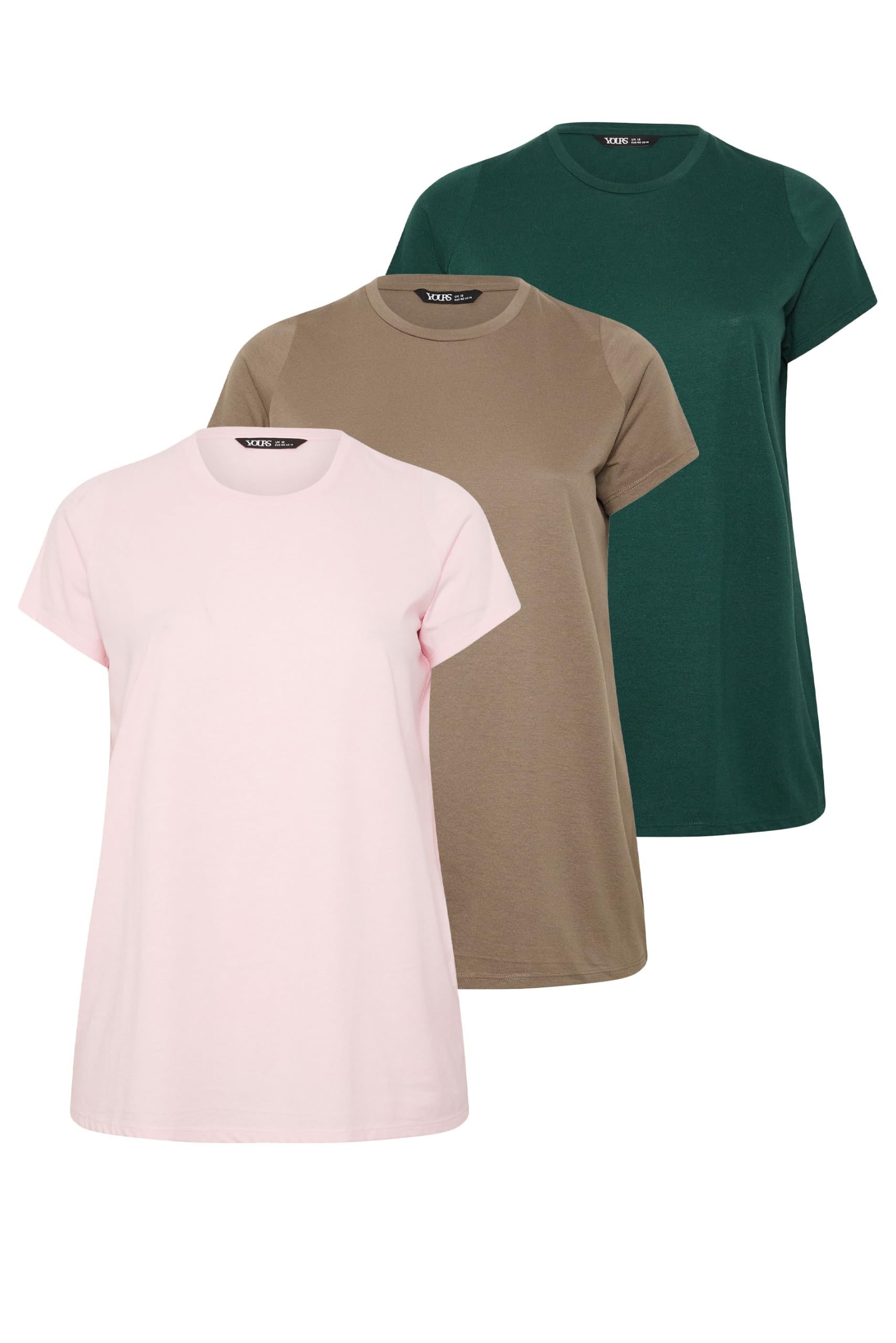 Yours Women's Multicolor 3 Pack Core T-Shirts | Size: 14