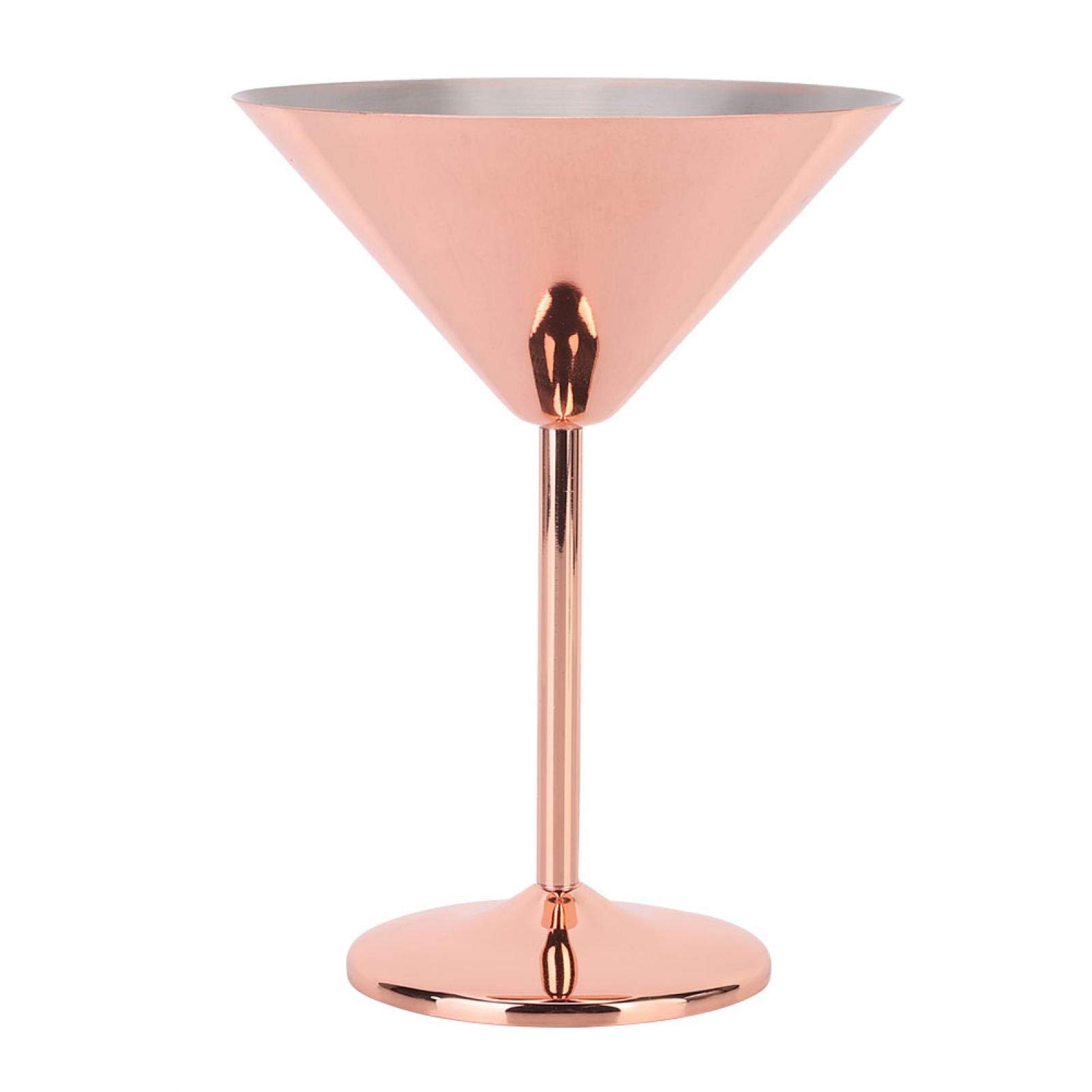 Copper Martini Glasses, Rose Gold Stem Stainless Steel Wine Glass, Unbreakable Goblets for Home Bar, 220ml
