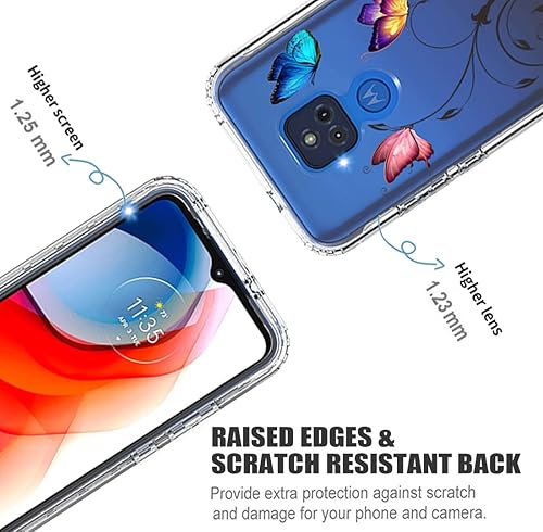 Miniatura 2 de Funda para Moto G Play 2021/XT2093DL con protector de pantalla de vidrio templado, patrón de mariposa transparente, funda protectora de cuerpo