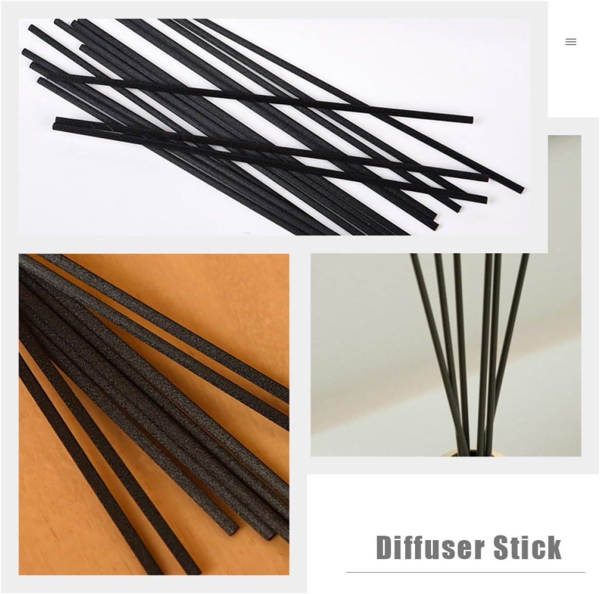 100pcs Black Fiber Diffuser Rods 3mm Diameter 26.5cm Long Wear-Resistant Aroma Sticks for Home Essential Oil Reed Diffusers Daily Use