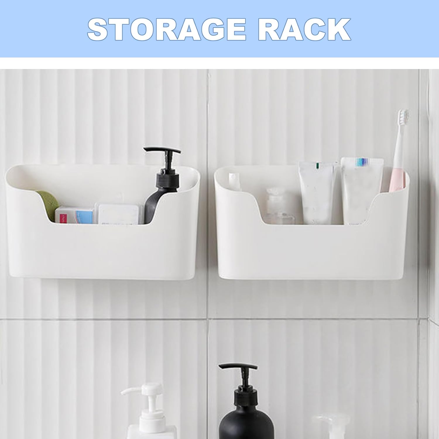 Adhesive Cabinet Door Organizer, 2PCS Plastic Wall Mount Organizer, 9.2x4.3x2.7" Spacious Cabinet Door Storage, Bathroom Cabinet Door Organizer Kitchen Pantry Living Room