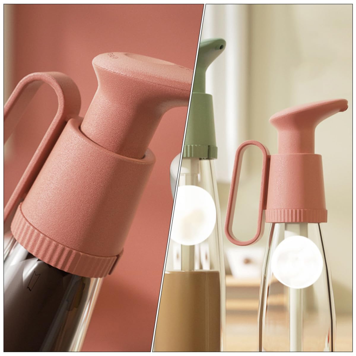 Pump Dispenser Bottle with Plastic Nozzle, Red Squeeze Sauce Bottle Pump Head Replacement for Soy Sauce and Cooking Oil, Kitchen Condiment Dispenser for Home and Restaurant Use