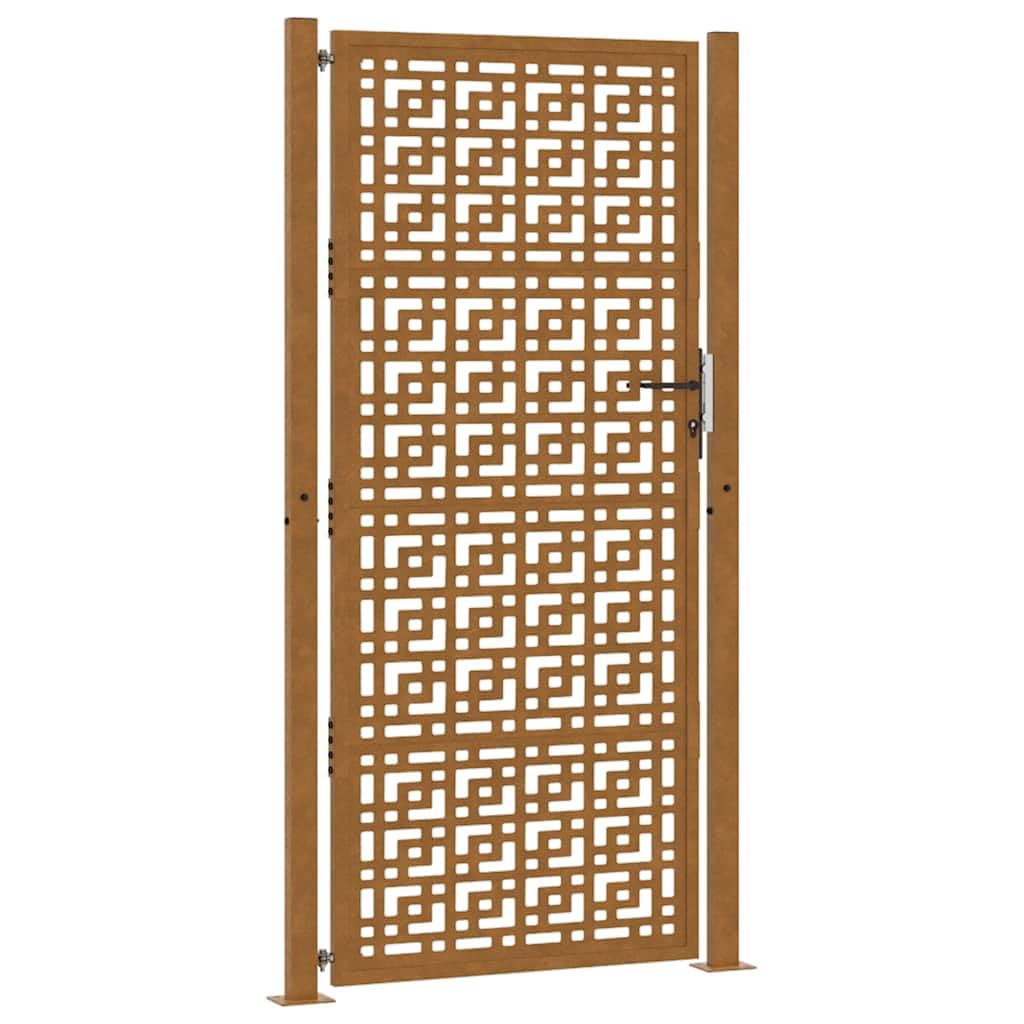Generico Cancello da Giardino 105x205 cm in Acciaio corten con Design a Croce,Marrone,28.2kg,4101008
