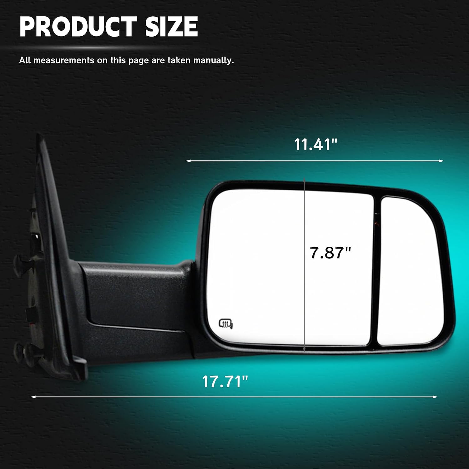 Towing Mirrors Compatible with Dodge Ram 1500 2002-2008, 2500 3500 2003-2009 Trailer Tow Side Mirrors Power Heated Turn Signal Light Truck Black Pair Set Mirrors