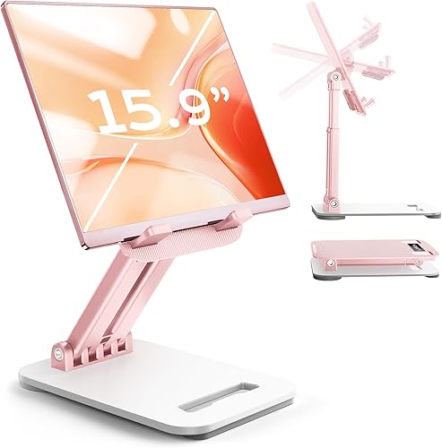 Miniatura 7 de LISEN Accesorios de escritorio rosa para iPad, suministros de oficina, decoración de escritorio para mujeres, para él, soporte de tableta,