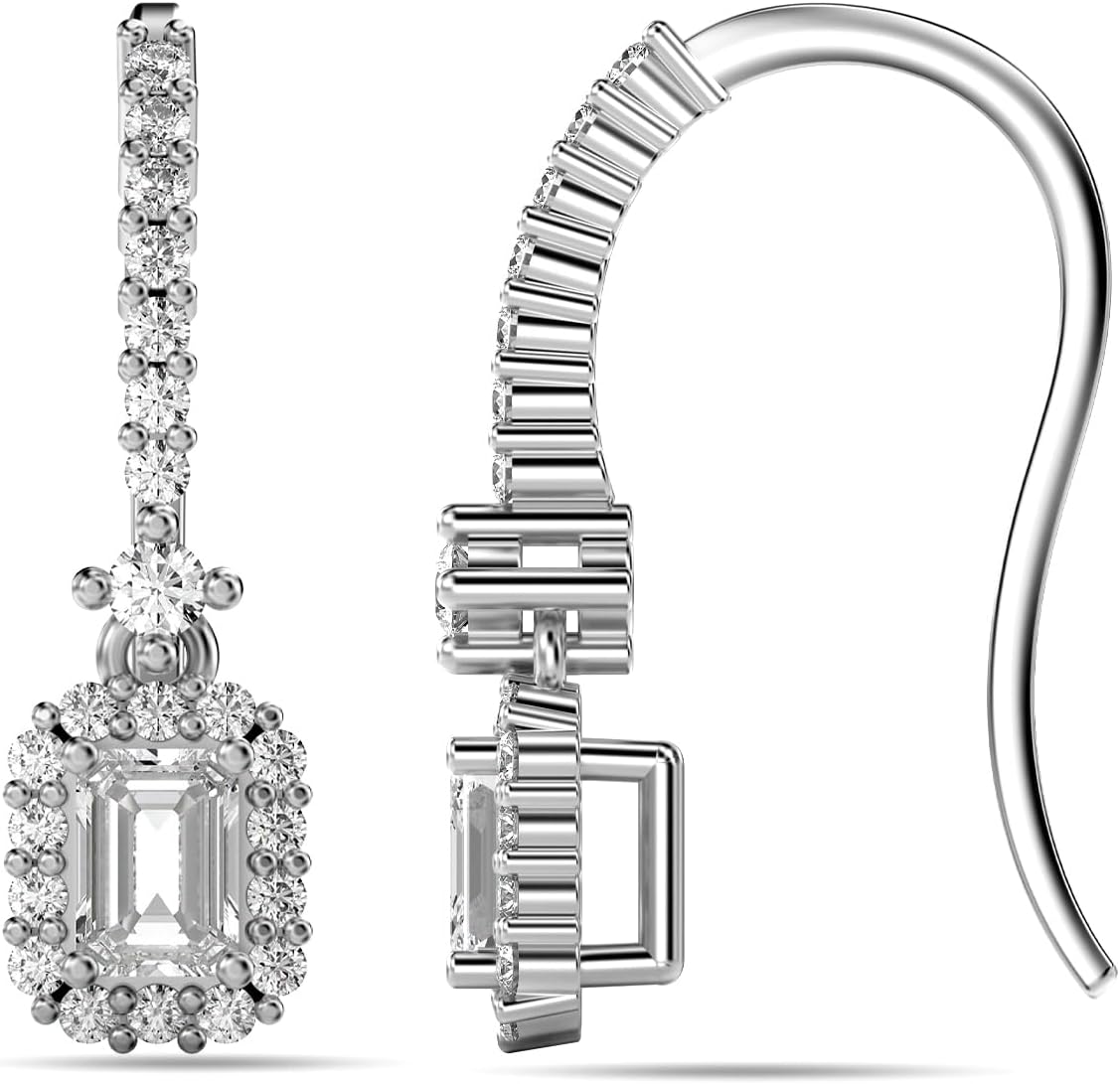 Charmsy 925 Sterling Silver CZ Drop Earrings for Women | Cubic Zirconia Leverback Dangle Drop Earring Jewelry