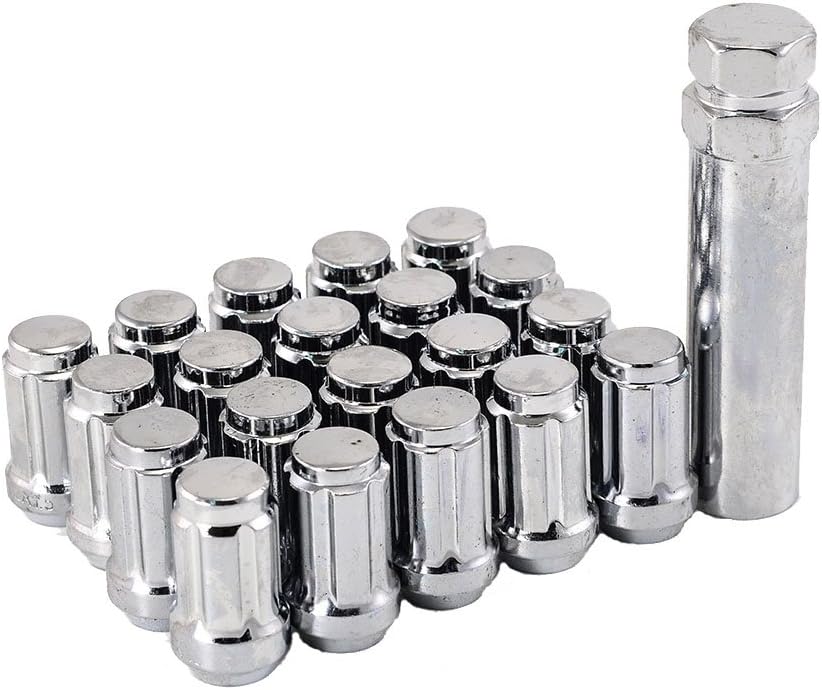 20pcs Wheel Lug Nuts 12x1.5 1.38" Tall +Lock Key 5X114.3 to 5X4.5 Replacement for JDM Honda Acura (Silver)