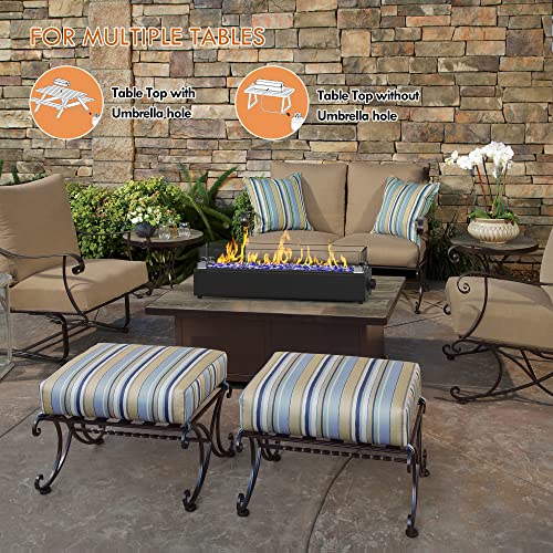 Baide Home 28-Inch Table Top Propane Fire Pit, 40,000 Btu Tabletop Gas Firepit For Patio, Outdoor Portable Fireplace Rectangular Fire Bowl W/Wind Glass Shield, Glass Rocks - Black #TOP1