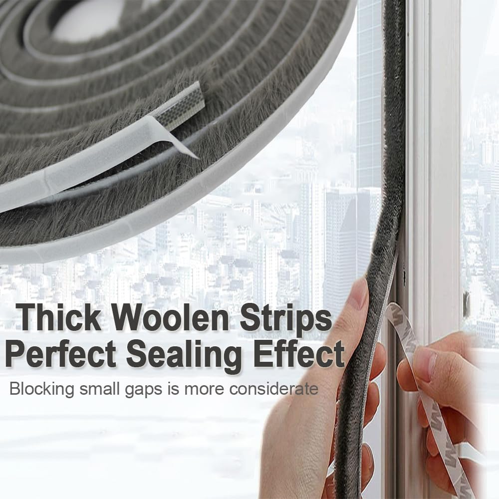 33 Ft Window Weather Stripping Door Seal Strip,Soundproofing Frame Winter Insulation Tape, Windproof /Dustproof Window Inserts, Door Gap Filler Light Blocker, Strong Stickiness, 0.35''Wide x 0.2