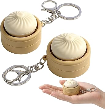 2PCS Dumpling Keychain Set, Mystery Dumplings with Steamed Bun Shape, Cute Dumplings Style Soft Stuffed Charm, Dumpling Charm for Bag Decoration, Lovely Collectible Gift for Dumpling