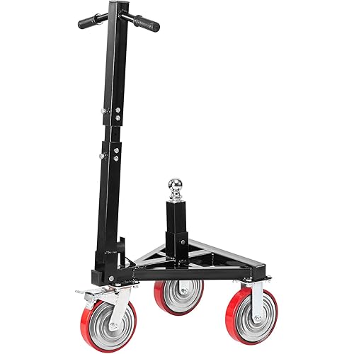 VEVOR Trailer Dolly, 3500lbs Tongue Weight Capacity, 18 inch and 22 inch Height Adjustable Trailer Dolly, with 2 inch Hitch Ball, Adjustable Handle Length, 8-inch Swivel Wheels, for Moving RV Trailer