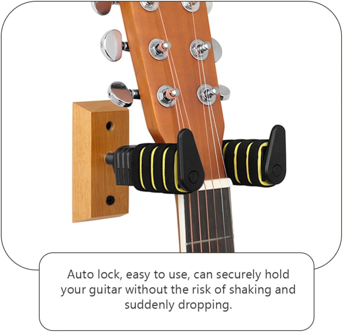 Healifty 2 Sets Black Wall Mount Guitar Holders with Feature, Securely Hold Guitar and Ukulele, Metal and Plastic Construction, Sponge Padding, for Home or Studio Use