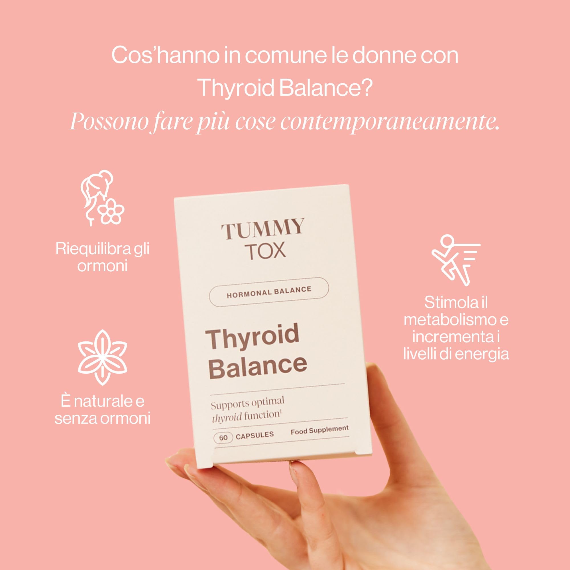 Tirosina - Magnesio, L Tirosina, Iodio, Selenio, Basilico, Schisandra, Zinco, Integratore per il Supporto della Tiroide, 120 Capsule,Thyroid Balance di Tummy Tox