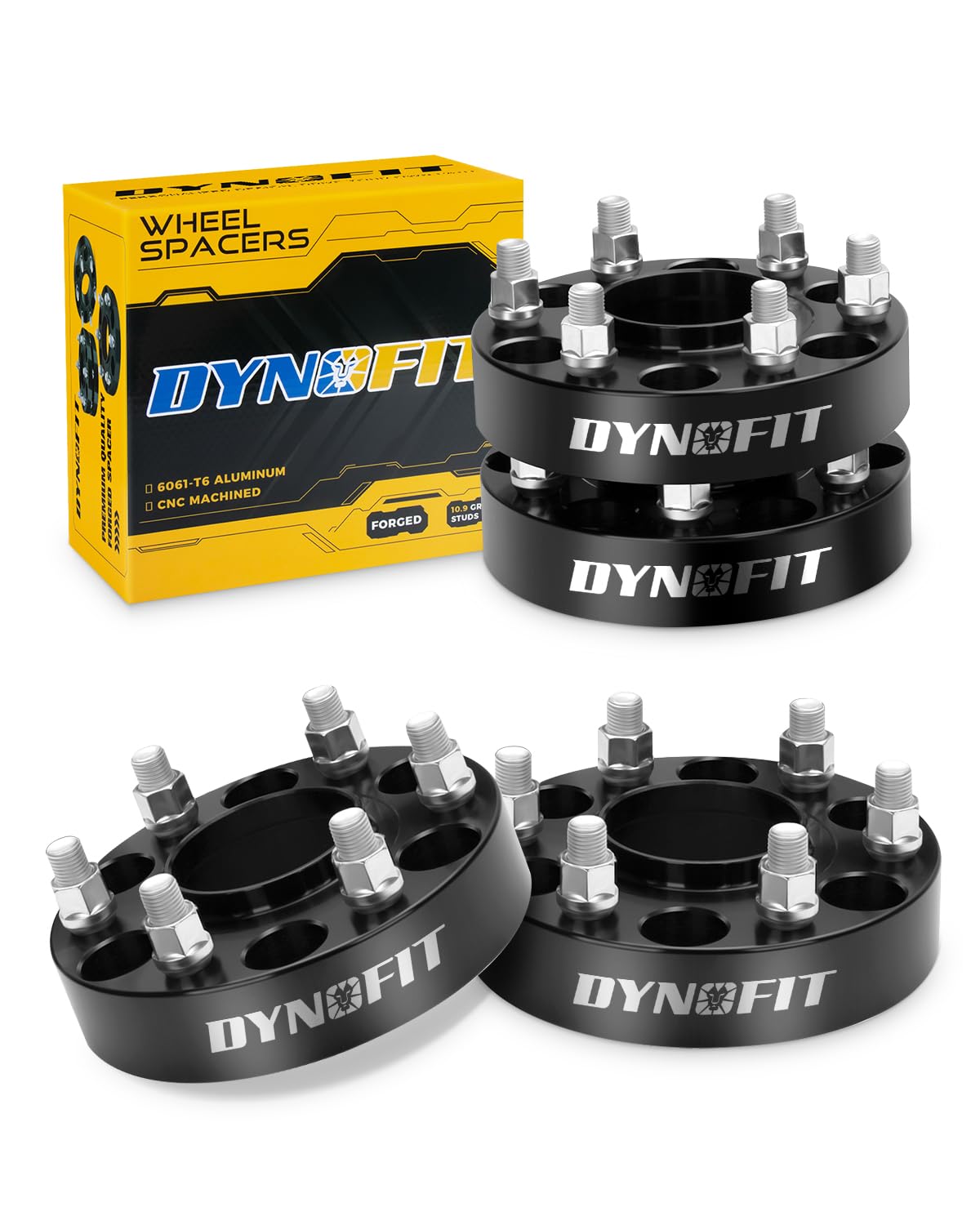 Dynofit 6x5.5 Wheel Spacers 1.5", Heavy Duty 6x139.7 Forged Hub-Centric Spacers Compatible with 2019-2025 Ram 1500 and 2021-2025 Jeep Grand Wagoneer, 77.8mm Bore with M14x1.5 Studs – 4Piece Set