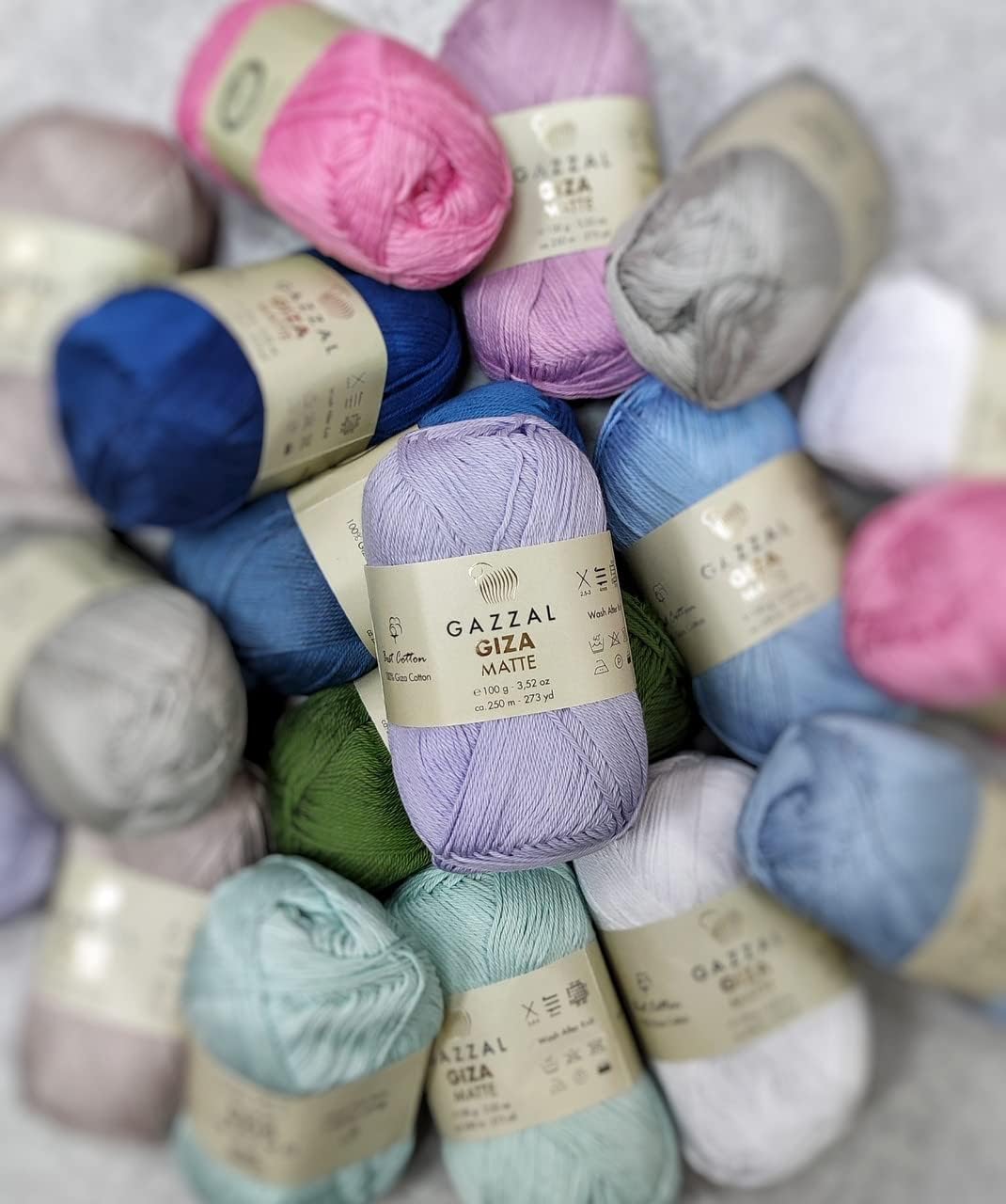 5 Skein (Pack) Gazzal Giza, 100% Mercerized Cotton, Each 1.76 Oz (50g), 137 Yrds (125m), Soft, Fine 2, 42% Acrylic, 58% Cotton, for Summer Garments, Accessory Projects, and Amigurumi (2451)