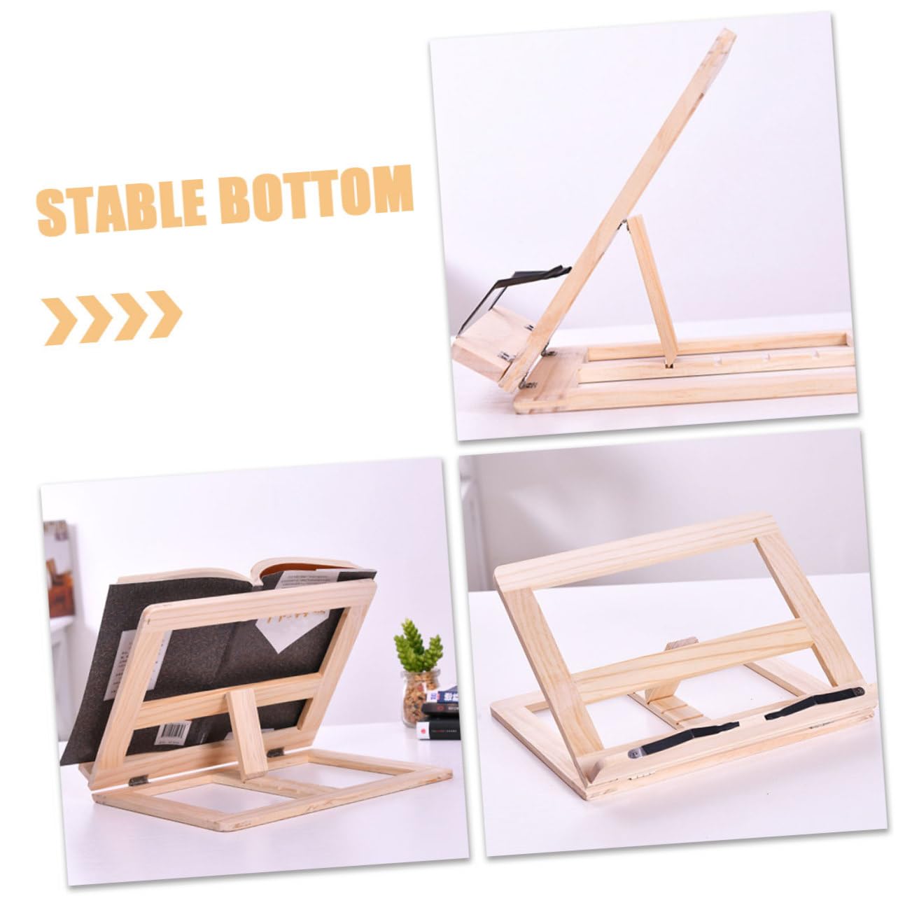 Soporte para Libros Ajustable de Madera Beige para Lectura