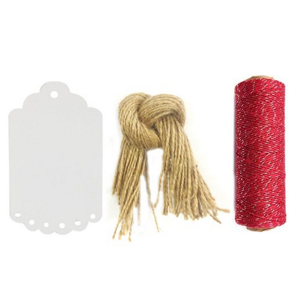 Etiquetas kraft con cordel de algodon rojo para regalos de navidad y manualidades