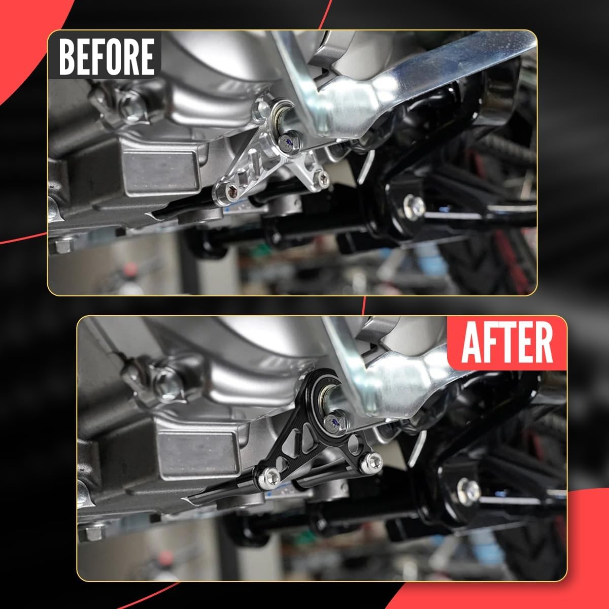 Canitu Shift Shaft Brace,Anodize CNC Billet Aluminum Shifter Support Holder Sprocket Cover Carrier with 2 Bolts Support Bracket for Honda Grom Monkey 125 2022+ for Honda CT Trail 125 2023+ (Black)