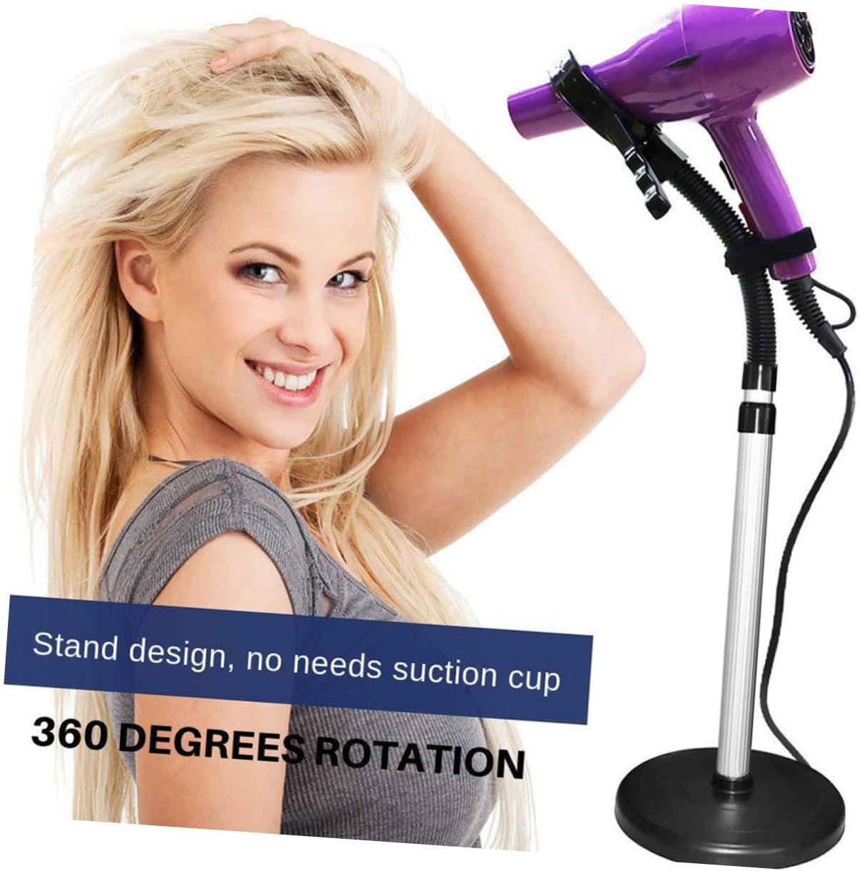 360Degree Hair Dryer Storage Bracket Stand with Heavy Duty Suction Cup for Easy Installation Lazy Holder for Quick Styling Salon