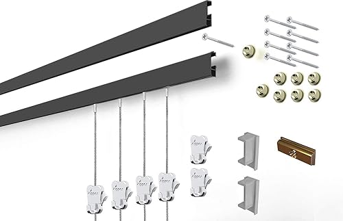 Miniatura 8 de STAS Cliprail - Juego de sistema para colgar cuadros, cubre 9.84 pies de espacio de pared, riel básico para fotos y kit de galería para colgar arte