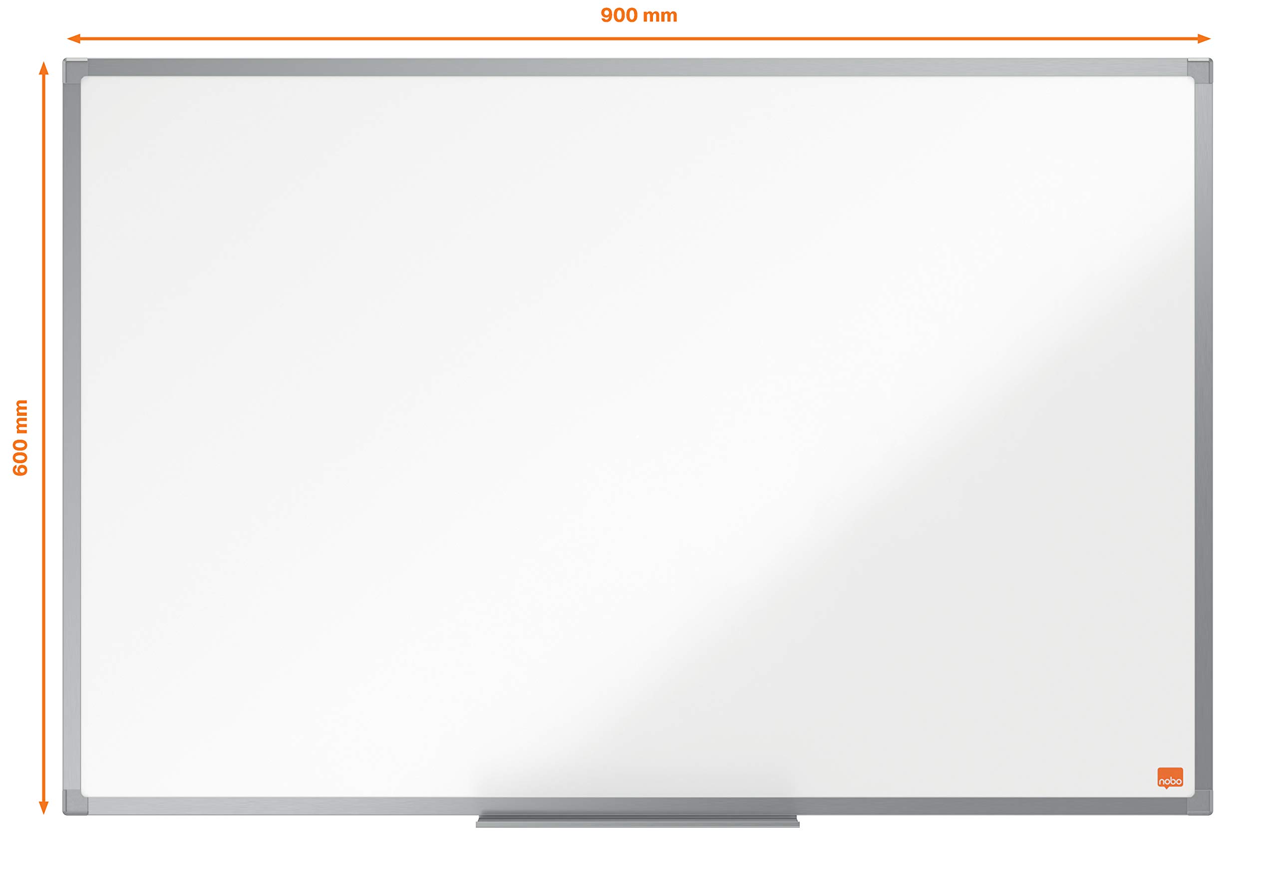 Nobo nicht-magnetisches Melamin Whiteboard, 60 x 90 cm, Aluminiumrahmen, Traditionelle Eckmontage, Inkl. Stiftablage, Weiß, Essence-Serie, 1915270
