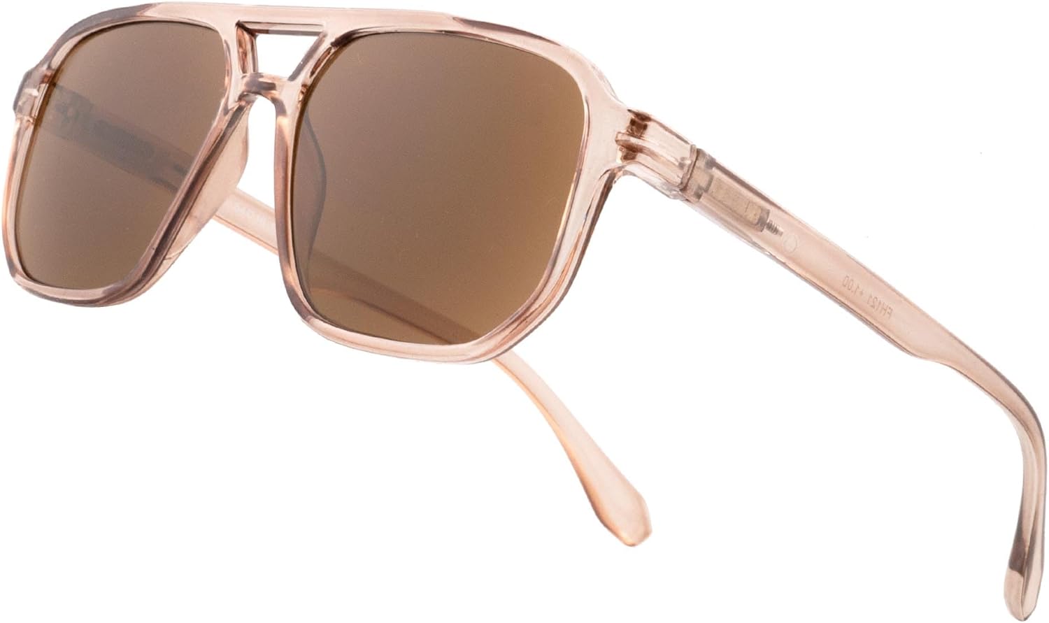 Square Reader Sunglasses for Men Women Double Bridge Pilot Full Lens Sun Reading Glasses UV400 Outdoor Driving, Clear Brown Frame + Brown Lens, +3.0 - Image 3