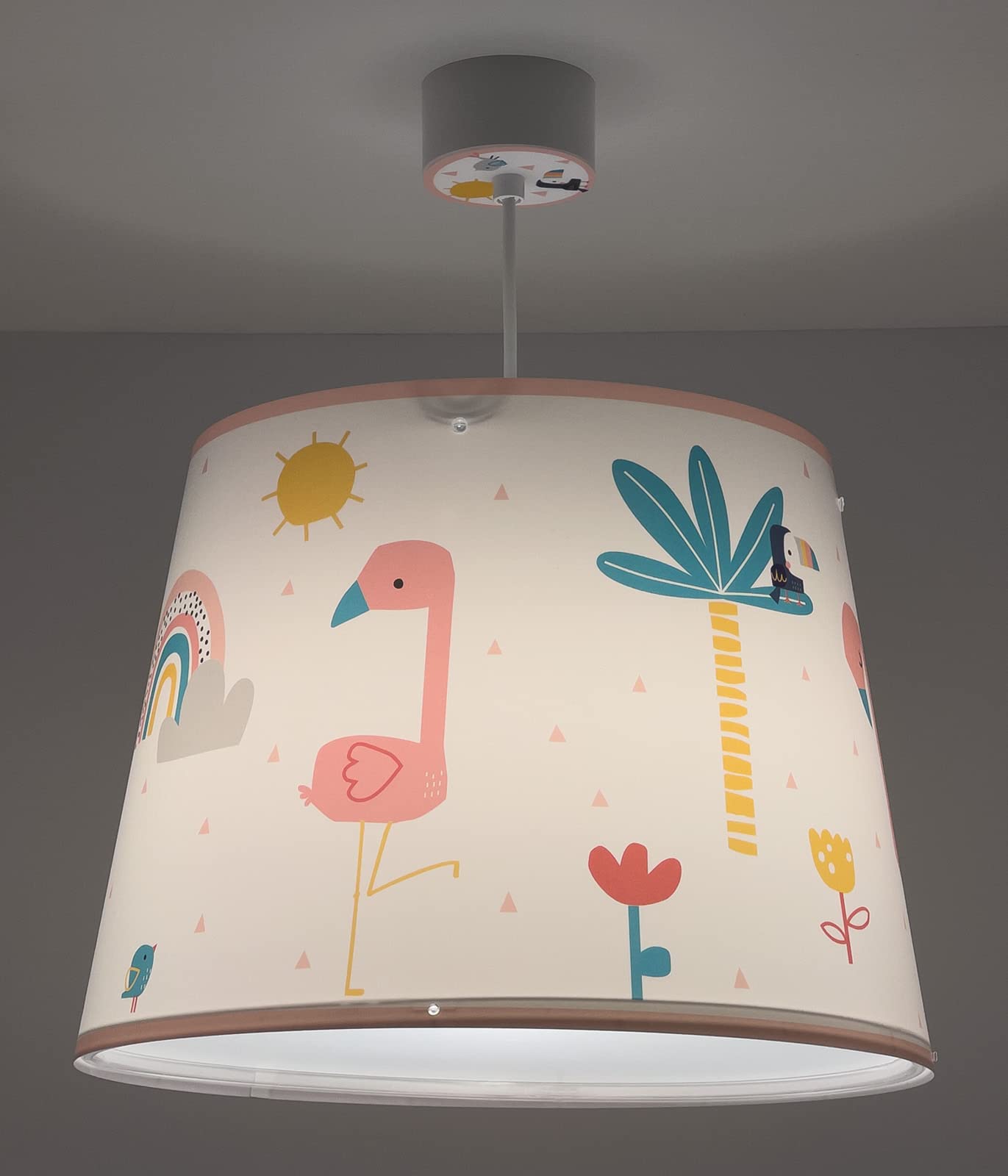 Dalber Lámpara Infantil De Techo Flamingo Flamenco (82462) Animales Arcoiris Rosa, E27, 82462