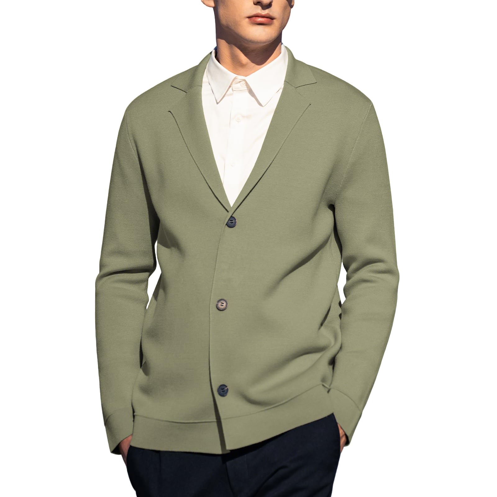 Men's Cardigan Sweater Button Front V-Neck Long Sleeve Knit Sweaters