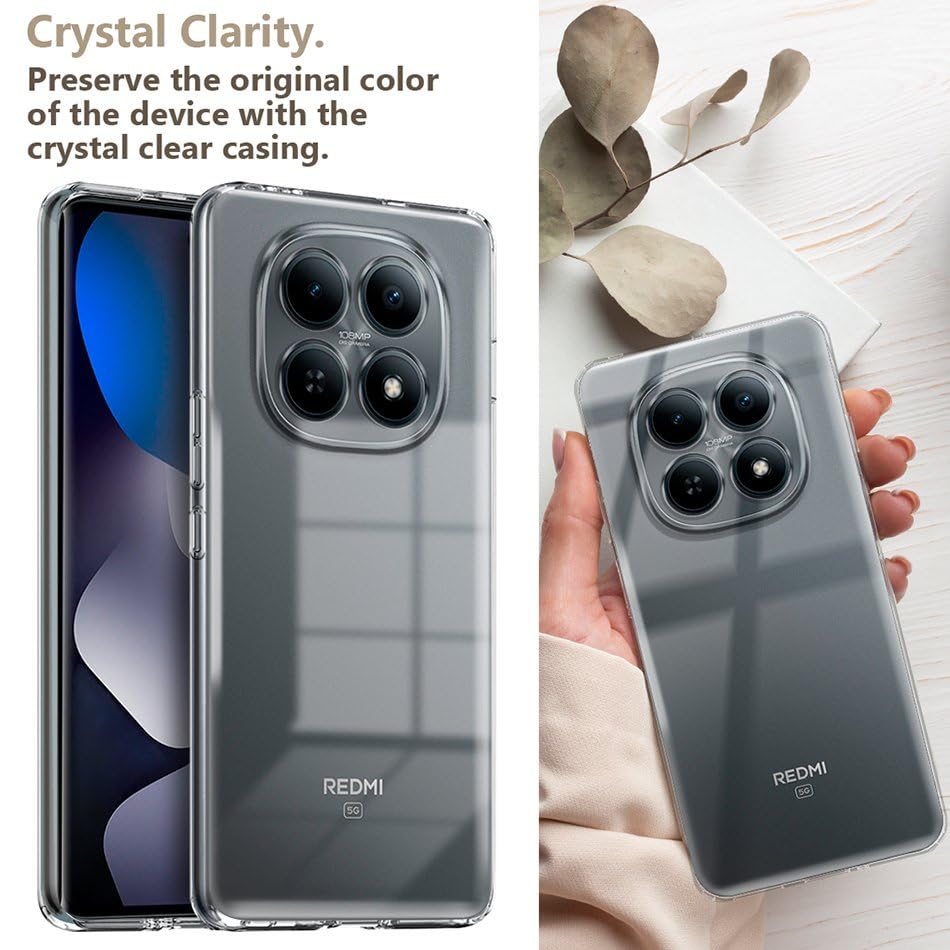 Image of Fashionury Crystal Clear Case for Poco M8 5G / Redmi Note 15 5G | Yellowing Resistance | Transparent TPU Silicone | Raised Camera Lips | Slim Transparent Cover