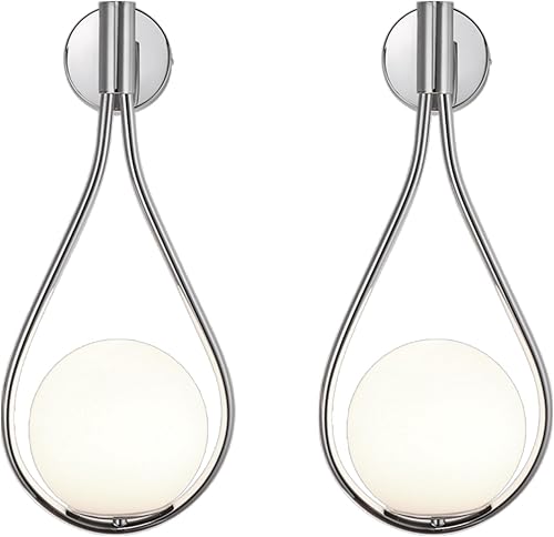 Vloitgol Juego de 2 apliques de pared con forma de globo de mediados de siglo, cromados modernos para montar en la pared, lámpara de pared interior