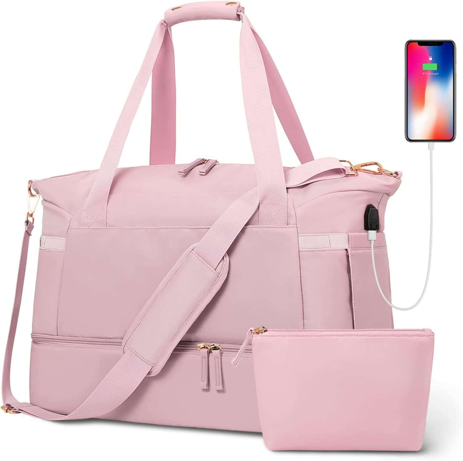 Travel Bags for Women, Sports Travel Duffel Bag with USB Charging Port,Weekender Overnight Bag with Wet Pocket and Shoes Compartment for Men & Women Multipurpose Use for Travel-image-33