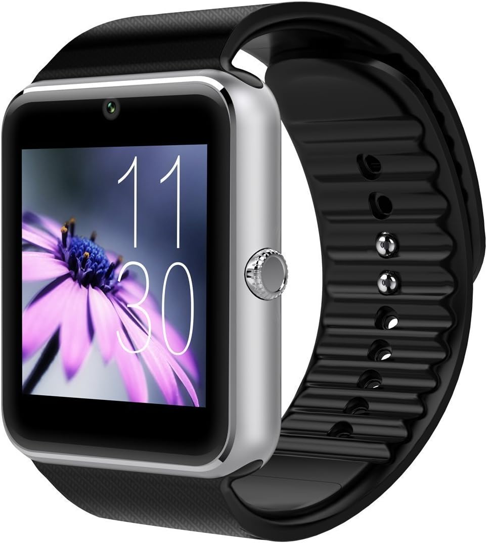 Smart Watch GT08 Pedometer Fitness Tracker Health Watch with SIM Card Slot for Android and iOS Apple iPhone Smartphone Bracelet Smartwatch (Silver)