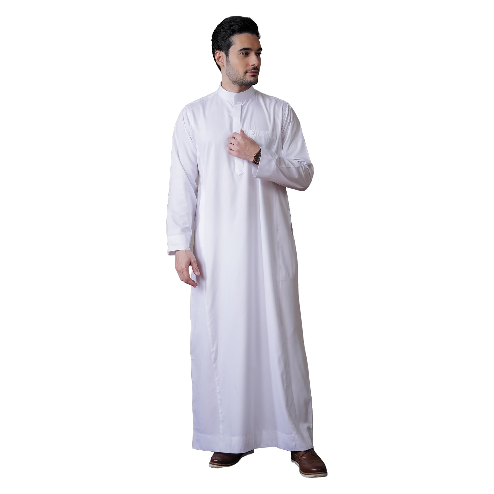 mashroo New Kurvig Saudi 2.0 White Thobe Jubba for Men-picture-13